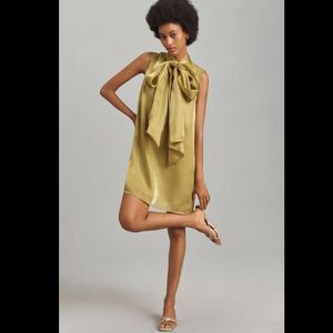 Anthropologie Endless Rose Sleeveless Organza Bow Mini Dress